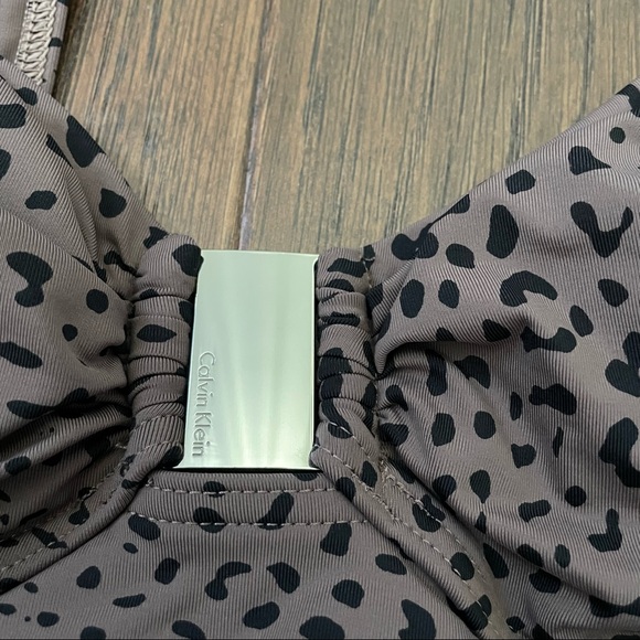 Calvin Klein leopard print One Piece swimsuit brown black spots size 8 - Picture 2 of 6